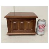 Vintage Wooden Hinged Keepsake Box Paneled Desktop Storage Chest
