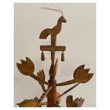 Handcrafted Folk Art Wooden Fruit Tree Candle Holder Centerpiece Horse Base