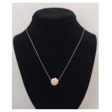Sterling Silver Pink Pearl Cluster Necklace