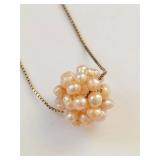 Sterling Silver Pink Pearl Cluster Necklace