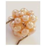 Sterling Silver Pink Pearl Cluster Necklace