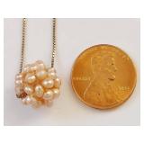 Sterling Silver Pink Pearl Cluster Necklace