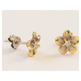 Sterling Silver Floral Studs with Clear Stone