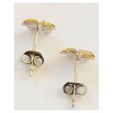 Sterling Silver Floral Studs with Clear Stone