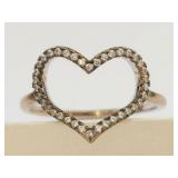 Sterling Silver Heart-Shaped Rind with Clear Stones