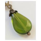 Sterling Silver Green Teardrop Dangle Earrings