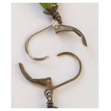 Sterling Silver Green Teardrop Dangle Earrings