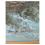 Coastal Triptych Canvas Painting Set Lighthouse Sea Oats Signed