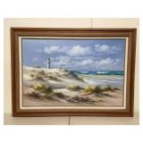 Antonio Signed Framed Seascape Oil Painting Lighthouse 24x36