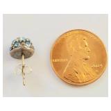 Sterling Silver Blue Stone Dome Stud Earrings