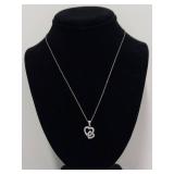 Sterling Silver Double Heart Pedant Necklace