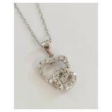 Sterling Silver Double Heart Pedant Necklace