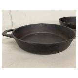 Unmarked Cast Iron Skillets #8 #9 with Trivet Helper Handle Set