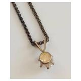 Italian sterling silver chain w/ clear stone pendant