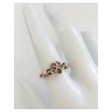 Sterling Silver Floral Ring with Clear Stones