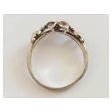Sterling Silver Floral Ring with Clear Stones