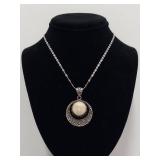 Sterling Silver Carved Moon Face Necklace