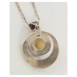 Sterling Silver Carved Moon Face Necklace