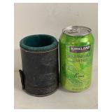 Vintage Embossed Leather Poker Dice Cup Set w/ 5 Dice Felt Lined
