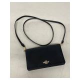 Coach Black Leather Wallet on Chain Crossbody Clutch Good Condition