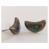 Sterling Silver Abalone Inlay Crescent Earrings