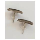 Sterling Silver Abalone Inlay Crescent Earrings