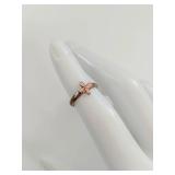 Sterling Silver Adjustable Pink Floral Ring