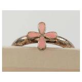 Sterling Silver Adjustable Pink Floral Ring