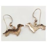 Sterling Silver Dachshund Dangle Earrings