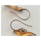 Sterling Silver Dachshund Dangle Earrings
