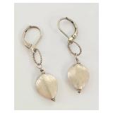 Sterling Silver Oval Dangle Leverback Earrings