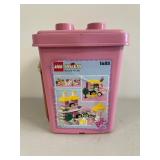 Vintage LEGO System 1688 Basic Pink Storage Tub w Assorted Bricks Pieces