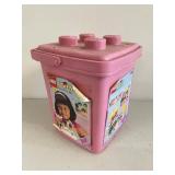 Vintage LEGO System 1688 Basic Pink Storage Tub w Assorted Bricks Pieces