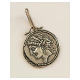 Sterling Silver Greek Coin Style Pendant