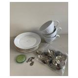 Fide Fajans Ingela Karlsson Ceramic Set w Estee Lauder Compact & Spoon Lot
