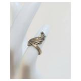 Sterling Silver Feather Wing Adjustable Ring