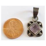 Sterling Silver Purple Stone Quatrefoil Pendant