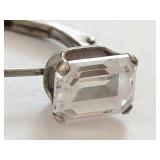 Sterling Silver Clear Emerald Cut Earrings