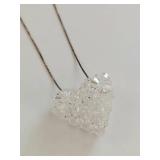 Sterling Silver Italian Clear Stone Heart Necklace