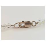 Sterling Silver Green And Clear Bead Necklace
