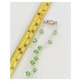 Sterling Silver Green And Clear Bead Necklace