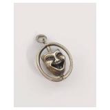 Sterling Silver Theater Mask Spinner Pendant