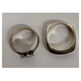 Sterling Silver Opal Ring & Inlay Band (Lot of 2)