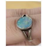Sterling Silver Opal Ring & Inlay Band (Lot of 2)