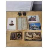 Mixed Vintage Photo Ephemera With Paradise Lost Book & Printing Blocks (Lot of 8)