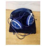 Blue Star Pattern Over-Ear Headphones With Carry Bag