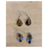 Chaps & Tiger Eye Earrings (Lot of 2 Pairs)