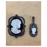 Vintage Cameo & Rhinestone Jewelry Mixed Lot