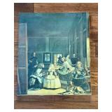 Oil on Canvas Titled "Las Meninas" after Velazquez Las Meninas 18x20 Framed Painting
