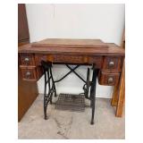 Antique Oak Treadle Sewing Machine Cabinet Base Carved 34x18x29